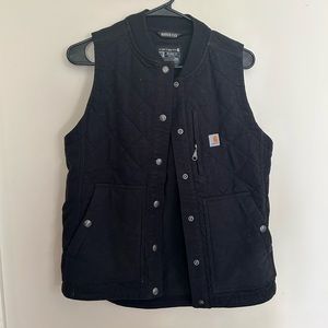 Carhartt women’s black rugged flex relaxed fit button up vest cotton blend XS